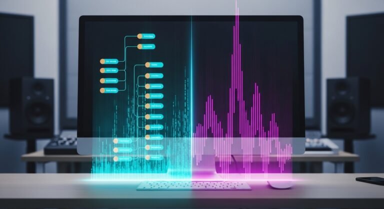 holographic text emerging from computer screen for an article about claude and chatgpt comparison